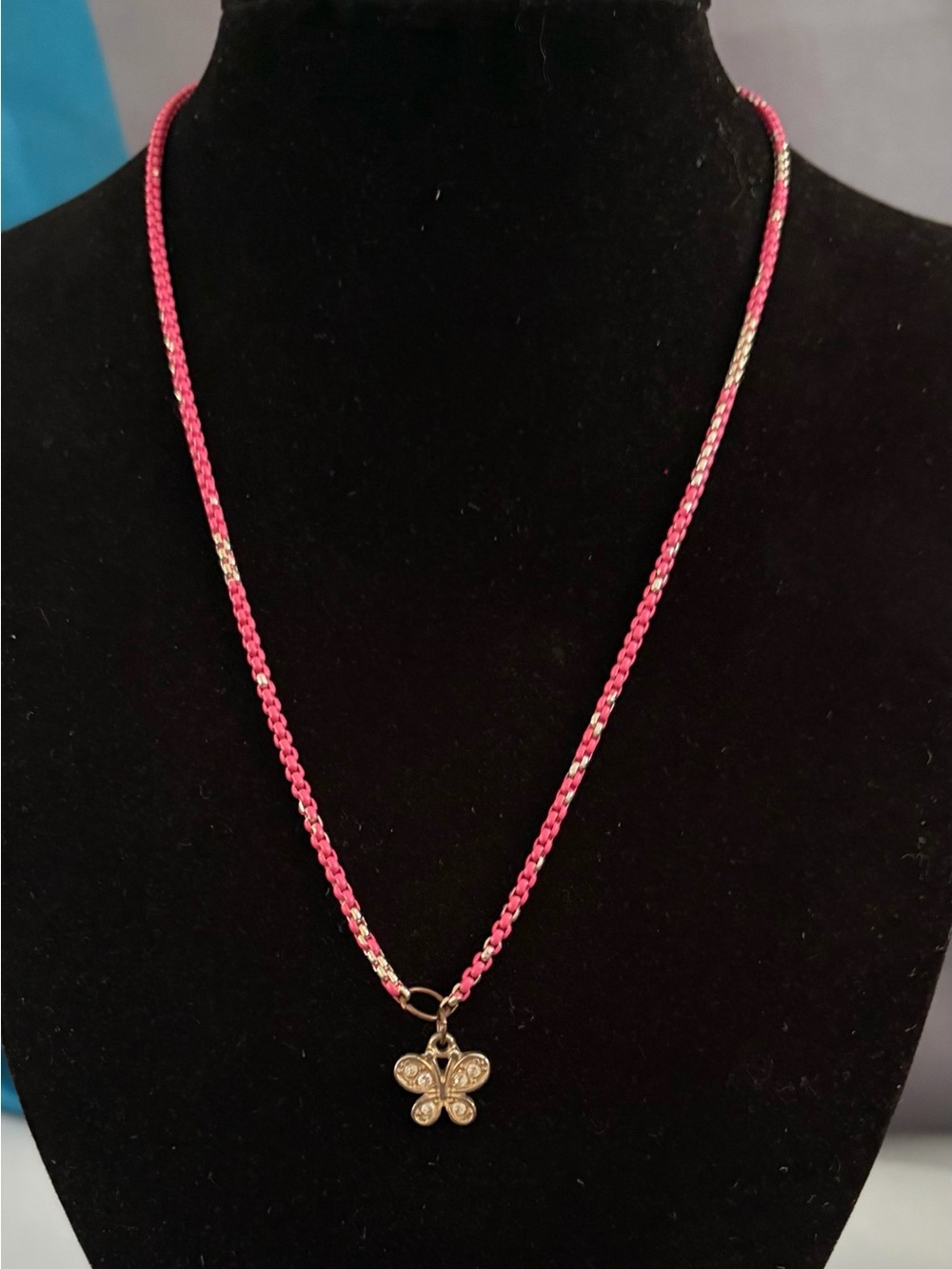 Pink Butterfly Pendant Necklace - Brand: